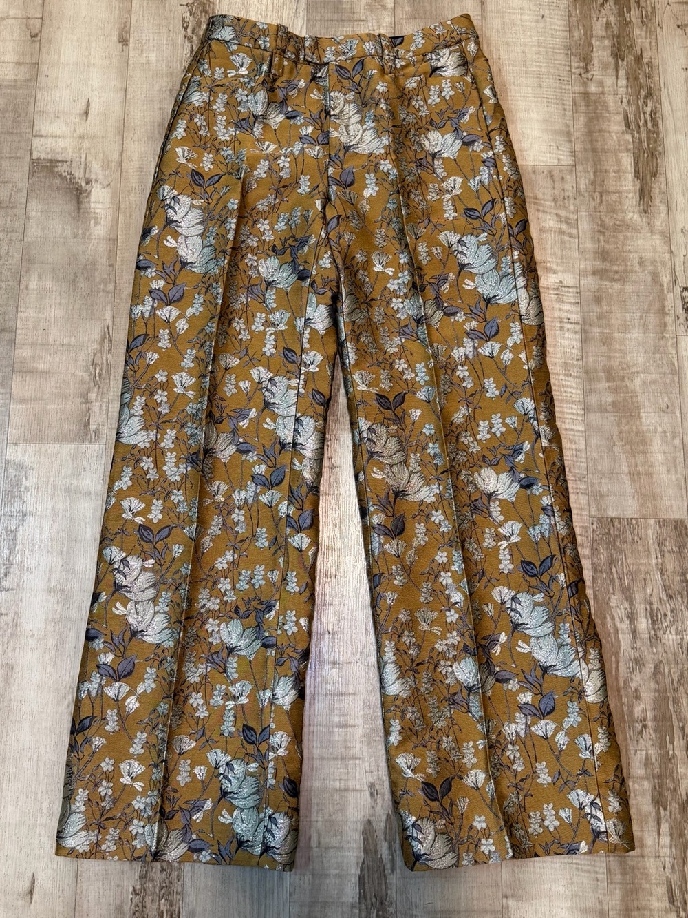 Banana Republic's Eclat Wide-Leg Brocade Pant Golds Size 4 NWT Brand New - Picture 4 of 16